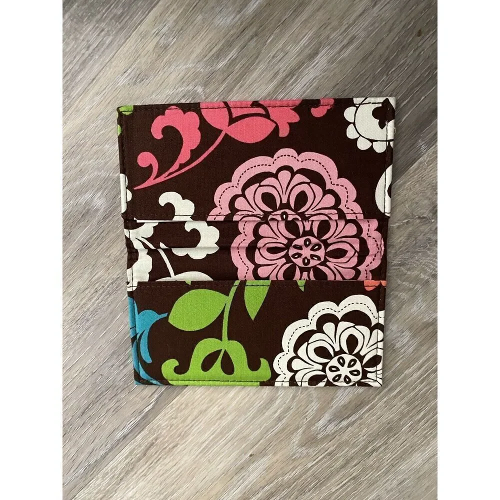 Vera Bradley LOLA Checkbook Holder : Pink Brown Green Floral Print - Picture 5 of 5
